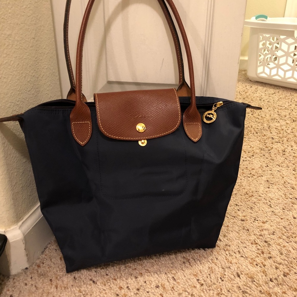 Longchamp Navy Le Pliage Medium Nylon Tote